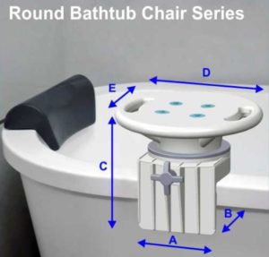 Multi-Functional Rotating Bathtub Seat Assisting Handle A-0151F Dimension