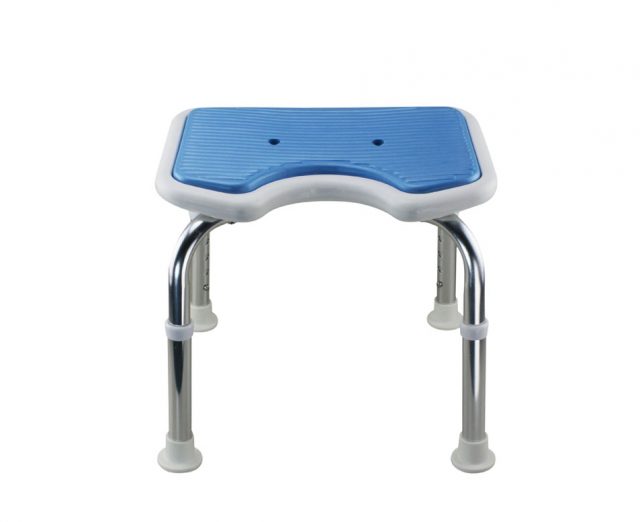 Tool-Free EVA Slip Soft Mat Legs Adjustable Bathroom Safety Shower Chair - Chrome Type A-0166B
