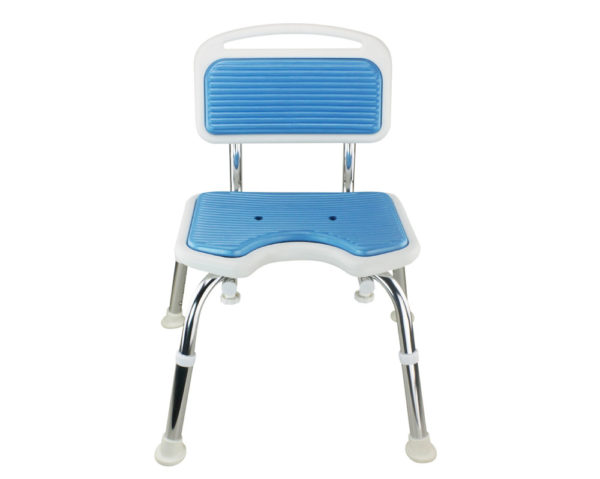 Tool-Free EVA Slip Soft Mat Legs Adjustable Bathroom Safety Shower Chair with Backrest - Chrome Type A-0167B