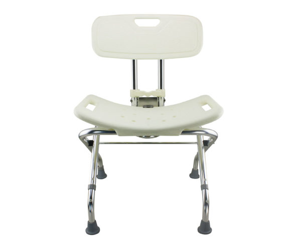 Tool-Free Foldable Legs Adjustable Bathroom Safety Shower Chair with Backrest – Chrome Type A-0123B