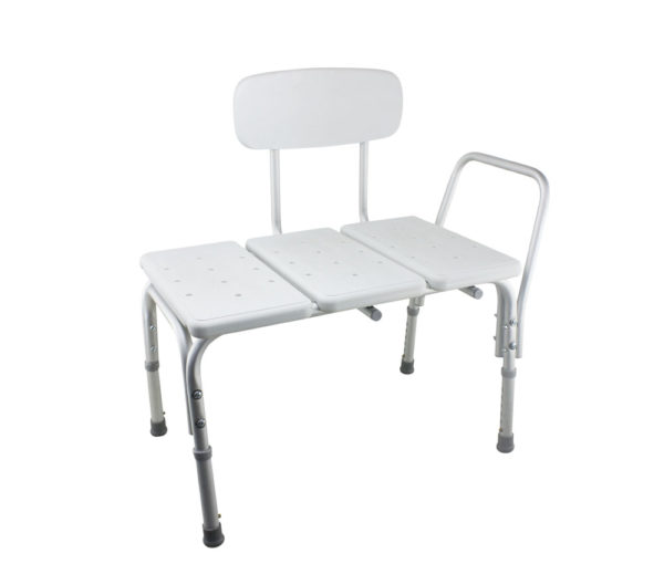 Tool-Free Legs Adjustable Bathroom Shower and Bath Transfer Chair with Backrest A-0168B Side